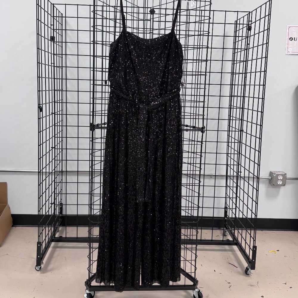 Reformation Black Sequin Wide Leg Jumpsuit Size Medium